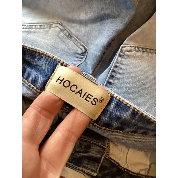 HOCAIES Sz 4 Exposed Button-Fly Raw Hem Distress Hi-Rise Comfortable Fit Shorts - Picture 4 of 7